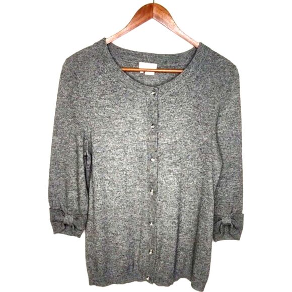 Cashmere Silk Blend Kate Spade Size Medium Cardigan Button Sweater Bow Sleeves - Picture 2 of 9